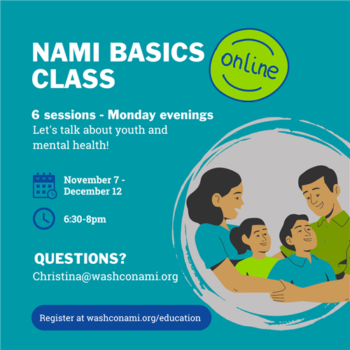 basics class graphic 6 sessions monday evenings from nov 7 - dec 12 from 6:30-8pm email christina@washconami.org